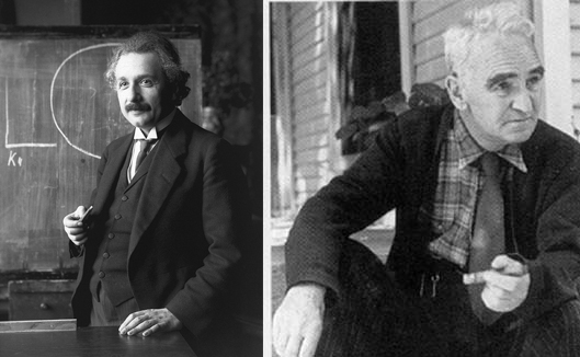 Izquierda: A. Einstein fotografiado en 1921 por Ferdinand Schmutzer (vía Wikimedia commons). Derecha: Eric Temple Bell (Fuente: scienceworld.wolfram.com)