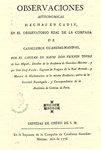 Observaciones Astronmicas Hechas en Cdiz en el Observatorio Real